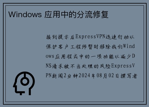 Windows 应用中的分流修复 